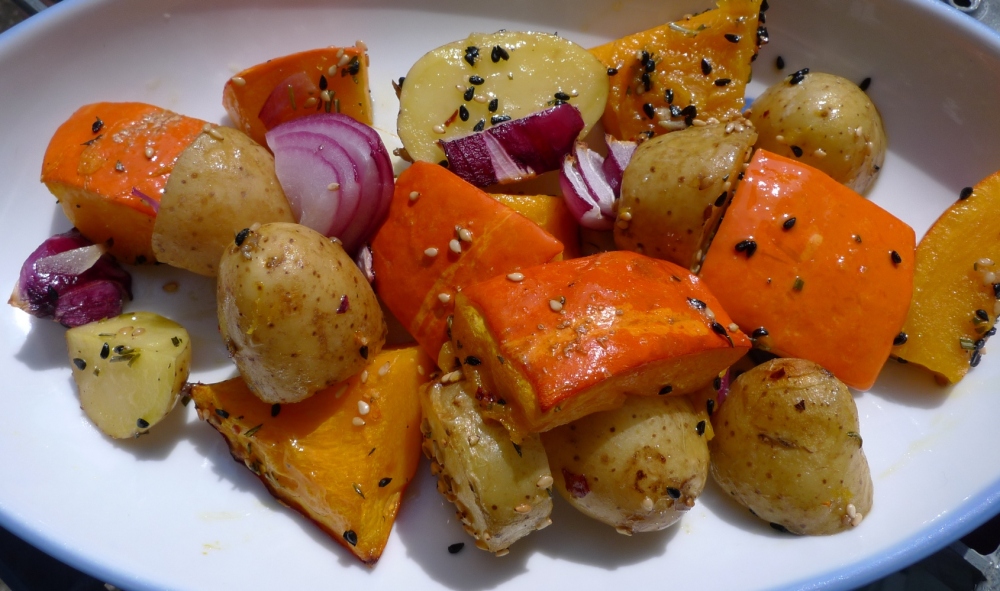 kürbis-kartoffelpfanne aus dem ofen 1